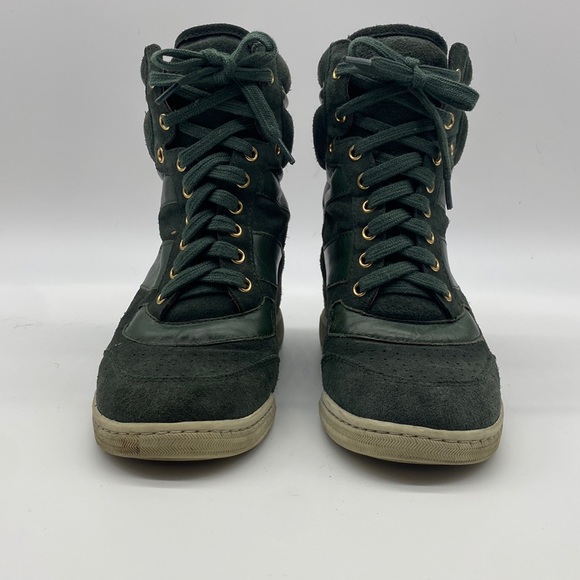 MARC BY MARC JACOBS DARK GREEN HIGHTOP SNEAKERS SZ 38 - Picture 1 of 5